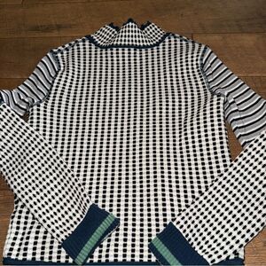 We the free blue and White Checkered Sweater